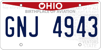 OH license plate GNJ4943