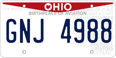 OH license plate GNJ4988