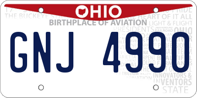 OH license plate GNJ4990