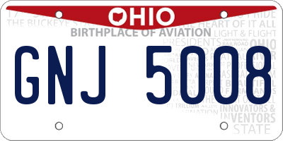 OH license plate GNJ5008
