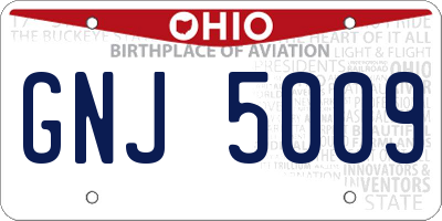 OH license plate GNJ5009