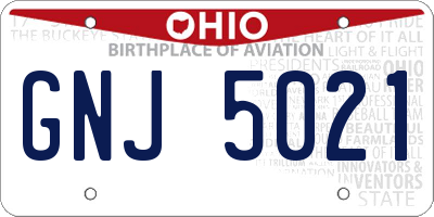 OH license plate GNJ5021
