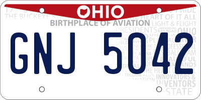 OH license plate GNJ5042