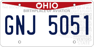 OH license plate GNJ5051