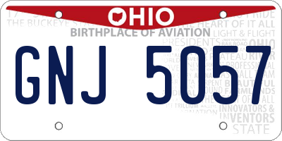 OH license plate GNJ5057