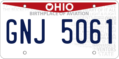 OH license plate GNJ5061