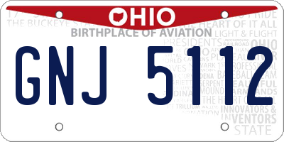 OH license plate GNJ5112