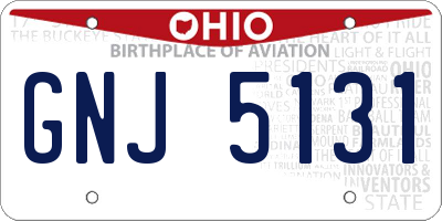 OH license plate GNJ5131