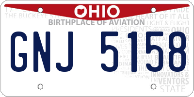OH license plate GNJ5158