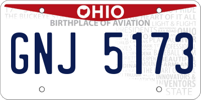 OH license plate GNJ5173
