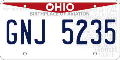 OH license plate GNJ5235