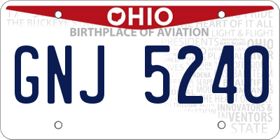 OH license plate GNJ5240