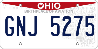 OH license plate GNJ5275