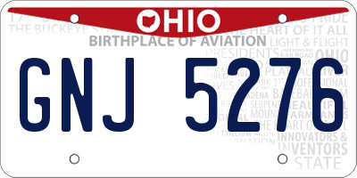 OH license plate GNJ5276