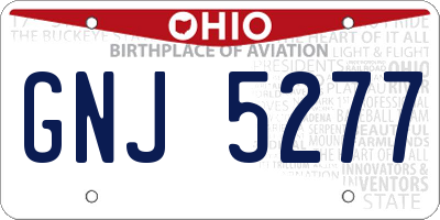 OH license plate GNJ5277