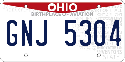 OH license plate GNJ5304