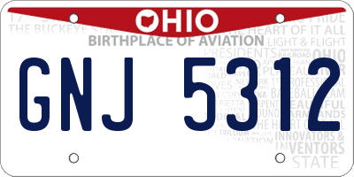 OH license plate GNJ5312