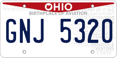 OH license plate GNJ5320