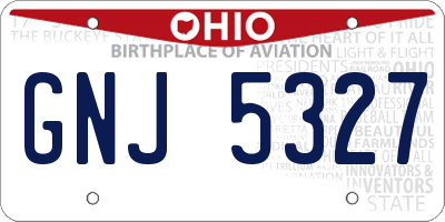 OH license plate GNJ5327