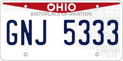 OH license plate GNJ5333