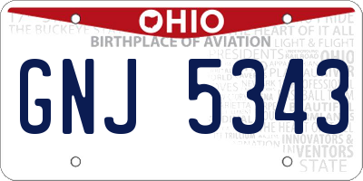 OH license plate GNJ5343