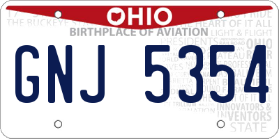 OH license plate GNJ5354