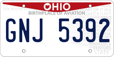 OH license plate GNJ5392