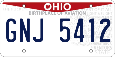 OH license plate GNJ5412