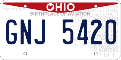 OH license plate GNJ5420