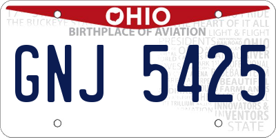 OH license plate GNJ5425