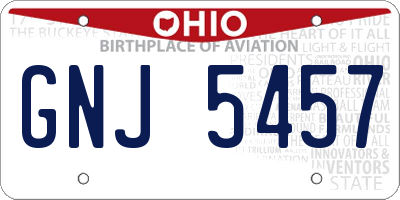 OH license plate GNJ5457