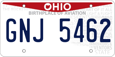 OH license plate GNJ5462