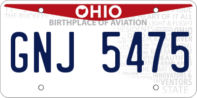 OH license plate GNJ5475