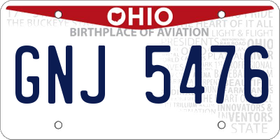 OH license plate GNJ5476