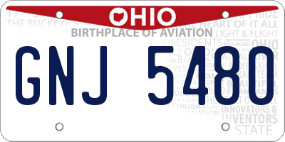 OH license plate GNJ5480