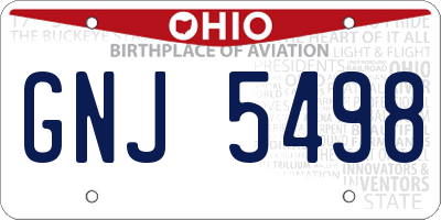 OH license plate GNJ5498