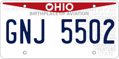OH license plate GNJ5502