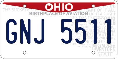 OH license plate GNJ5511