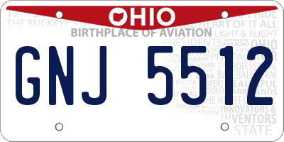 OH license plate GNJ5512