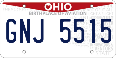 OH license plate GNJ5515