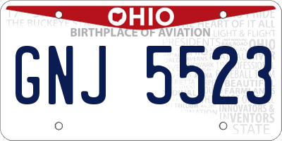 OH license plate GNJ5523