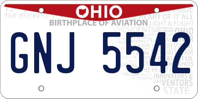 OH license plate GNJ5542