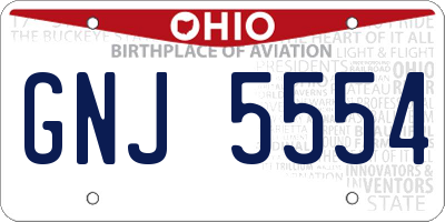 OH license plate GNJ5554