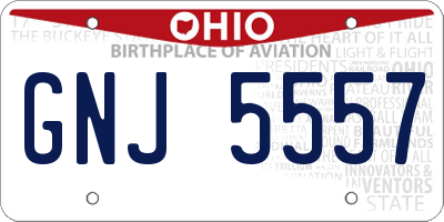 OH license plate GNJ5557