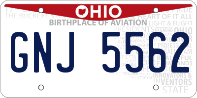 OH license plate GNJ5562
