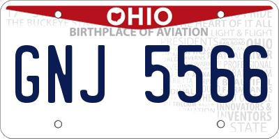 OH license plate GNJ5566