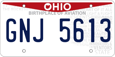 OH license plate GNJ5613
