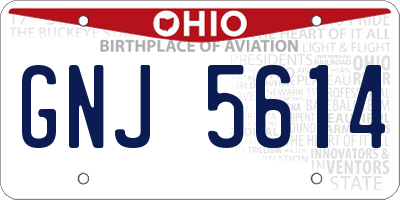 OH license plate GNJ5614