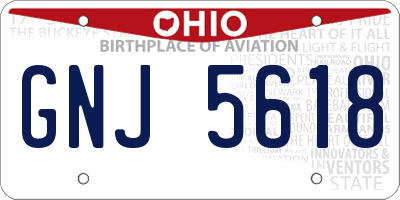 OH license plate GNJ5618