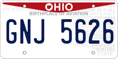 OH license plate GNJ5626
